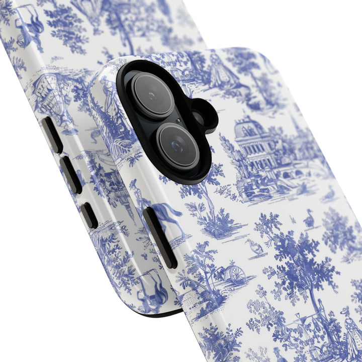 French Toile Blue Coquette Tough Phone Case - For iPhone 17 Pro Max iPhone 16 Pro Case iPhone Iphone 15 Case 14 13 12 11 Cute Phone Case - Studio40ParkLane