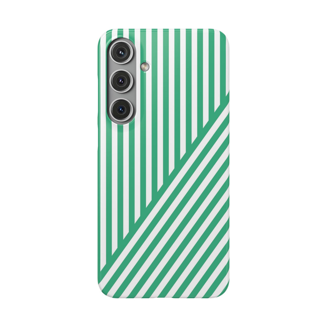 Aesthetic Emerald Stripes Cute Phone Case Sleek Snap - For iPhone 17 Pro Max iPhone 16 Pro iPhone 15 Iphone 14 Plus 13 Pro 12 11 10 Gift
