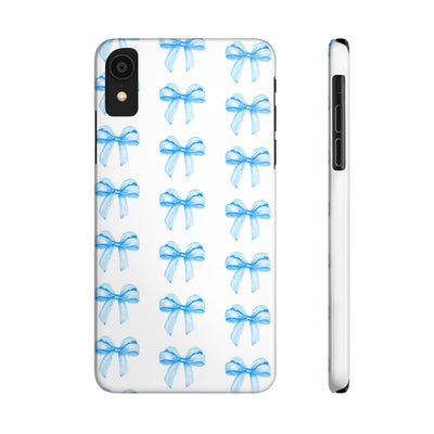 Slim Blue Bows Cute Phone Cases for Iphone 16 Pro Max | iPhone 15 Case | iPhone 15 Pro Max Case, Iphone 14, Iphone 14 Pro Max, Iphone 13 12 11 8 7