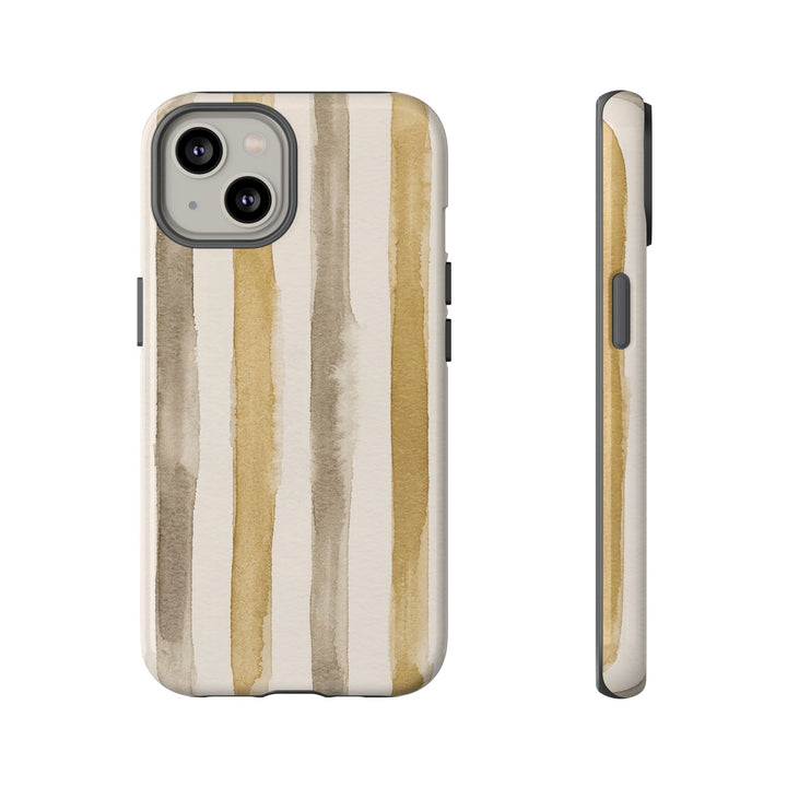 Tough Cute Brown Beige Stripes Phone Case, for IPhone 17 Pro Max | Iphone 17 Air, Iphone 16, IPhone 15, 14 13 12, Samsung Galaxy S26, S25, S24, S23 - Studio40ParkLane