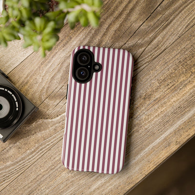 Tough Premium Old Claret Stripes Phone Case Gift for Her - For Apple iPhone 16 Pro Max 16e iPhone 15 Pro iPhone Iphone 14 Plus 13 Pro 12 SE XR - Studio40ParkLane