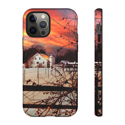 Impact Resistant, Winter Sunset Cute Phone Cases for Samsung S24, S23, S22, S21, IPhone 15 pro Iphone 14 pro Iphone 13 IPhone 12 Iphone 11