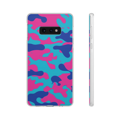 Cute Flexi Samsung Phone Cases, Blue Pink Camouflage Galaxy S23 Phone Case, Samsung S22 Case, Samsung S21 Case, S20 Plus