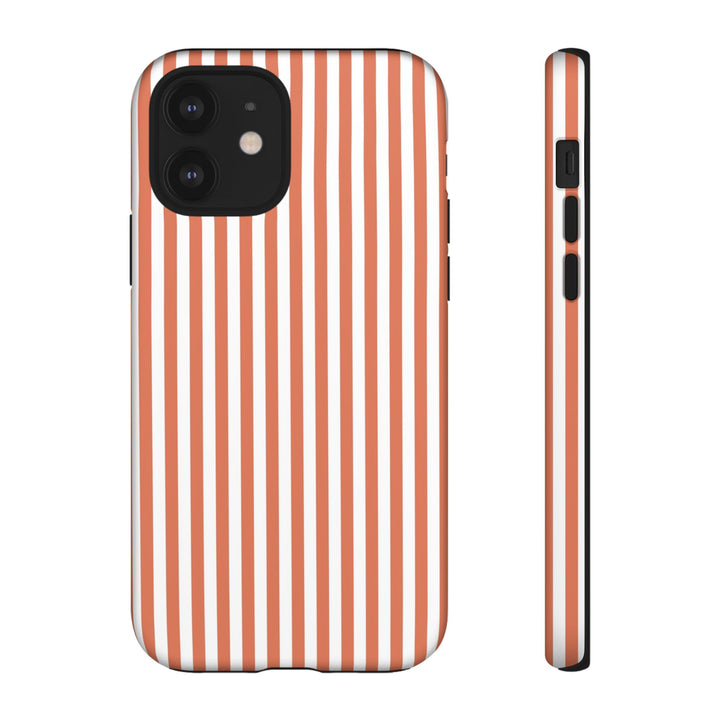 Tough Premium Peach Stripes Phone Case Gift for Her - For Apple iPhone 16 Pro Max 16e iPhone 15 Pro iPhone Iphone 14 Plus 13 Pro 12 SE XR - Studio40ParkLane