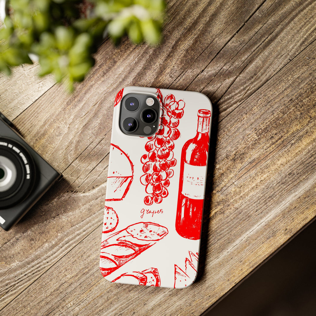 Slim Cute Phone Cases for Iphone | iPhone 15 Case | iPhone 15 Pro Max Case, Iphone 14, Iphone 14 Pro Max, Iphone 13, French Food Wine Red - Studio40ParkLane
