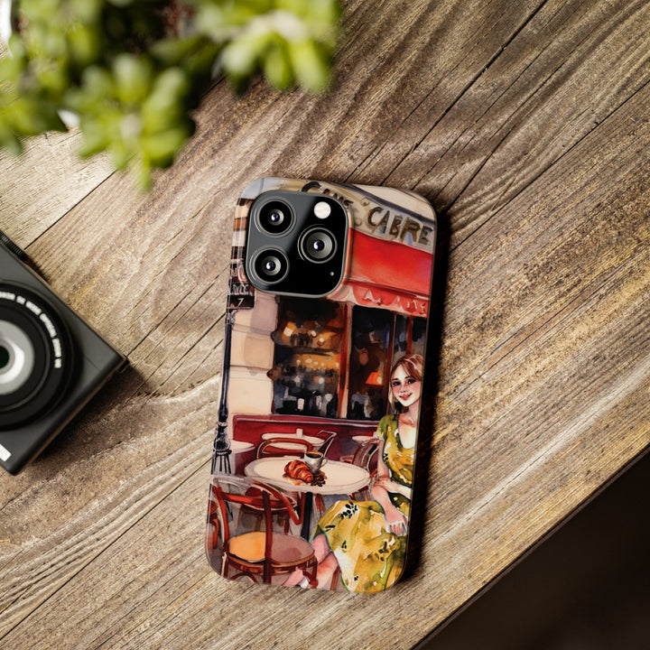 Slim Cute Phone Cases for Iphone - | iPhone 15 Case | iPhone 15 Pro Max Case, Iphone 14 Case, Iphone 14 Pro Max, Iphone 13, Paris Cafe Coffee Croissant - Studio40ParkLane