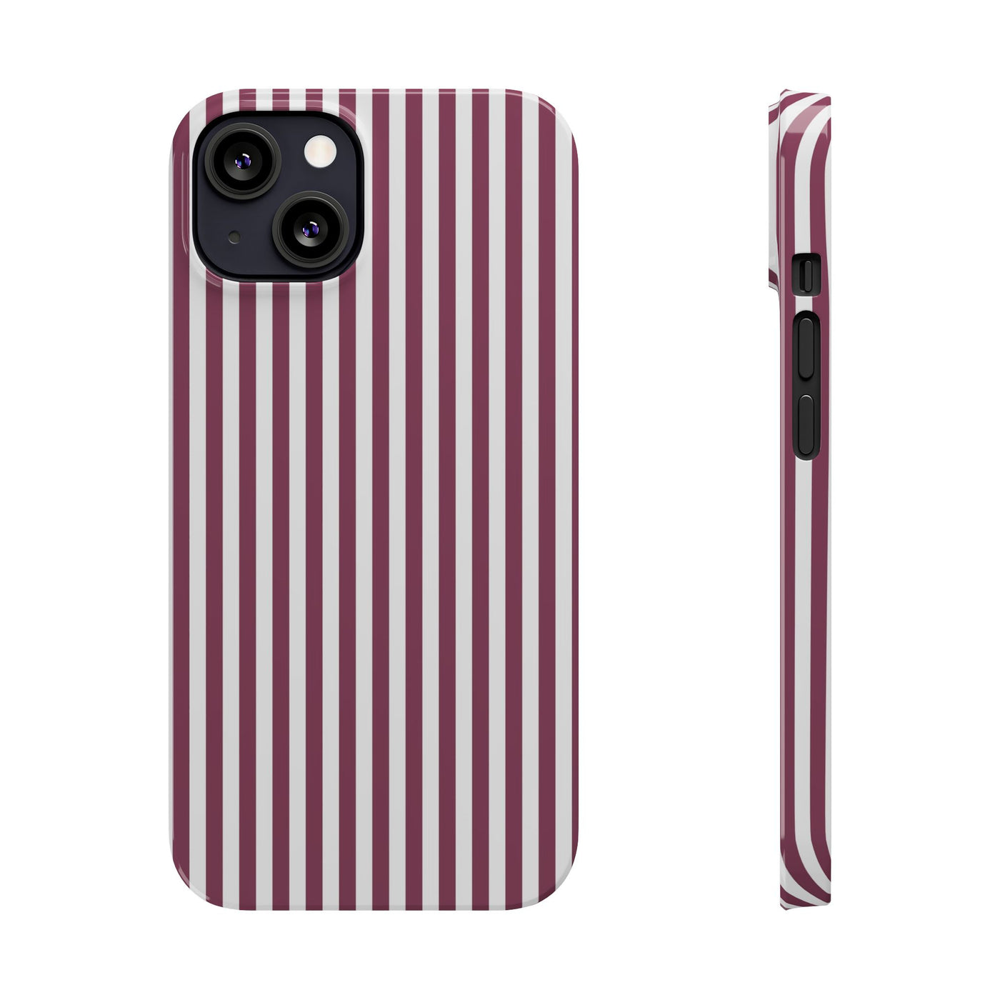 Slim Claret Red Striped Cute Phone Case for Iphone 16 - | iPhone 15 Pro Max Case | iPhone 14 Case Iphone 13 12 11 10 9 8 7 XS X Gift for Her - Studio40ParkLane