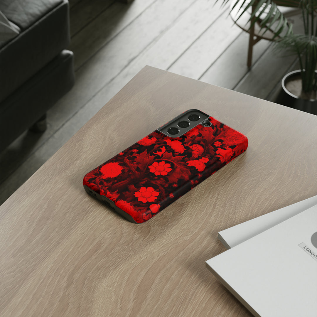 Cute Samsung Phone Case | Aesthetic Samsung Phone Case | Galaxy S23, S22, S21, S20 | Red Flowers, Protective Phone Case - Studio40ParkLane