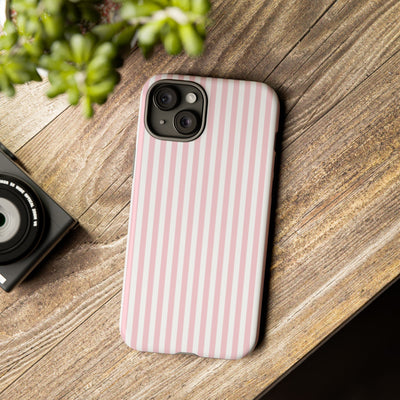 Tough Premium Sweet Pink Stripes Phone Case Gift for Her - For Apple iPhone 16 Pro Max 16e iPhone 15 Pro iPhone Iphone 14 Plus 13 Pro 12 SE XR - Studio40ParkLane