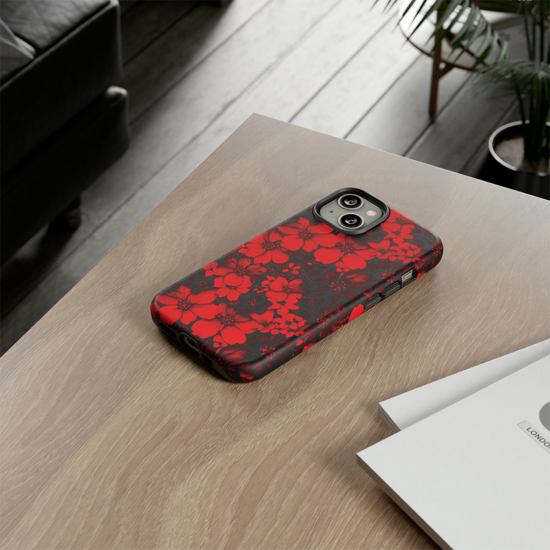 Cute IPhone Case | Red Black Flowers, iPhone 15 Case | iPhone 15 Pro Case, Iphone 14 Case, Iphone 14 Pro Max Case, Protective Iphone Case - Studio40ParkLane