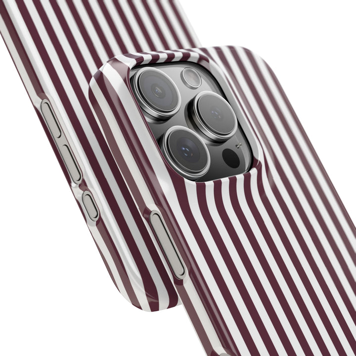 Slim Burgundy Wine Striped Cute Phone Case for Iphone 16 - | iPhone 15 Pro Max Case | iPhone 14 Case Iphone 13 12 11 10 9 8 7 Gift for Her - Studio40ParkLane