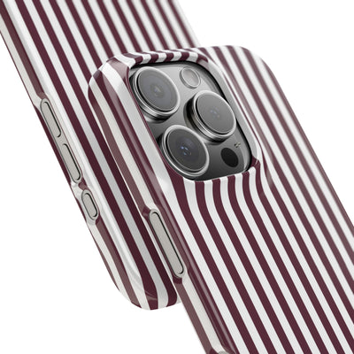 Slim Burgundy Wine Striped Cute Phone Case for Iphone 16 - | iPhone 15 Pro Max Case | iPhone 14 Case Iphone 13 12 11 10 9 8 7 Gift for Her - Studio40ParkLane