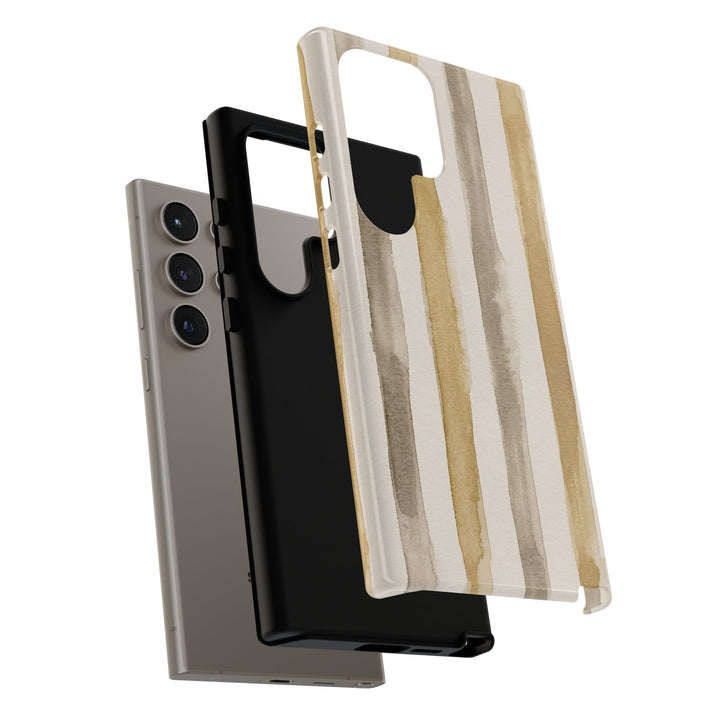 Tough Cute Brown Beige Stripes Phone Case, for IPhone 17 Pro Max | Iphone 17 Air, Iphone 16, IPhone 15, 14 13 12, Samsung Galaxy S26, S25, S24, S23 - Studio40ParkLane