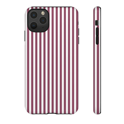 Tough Premium Old Claret Stripes Phone Case Gift for Her - For Apple iPhone 16 Pro Max 16e iPhone 15 Pro iPhone Iphone 14 Plus 13 Pro 12 SE XR - Studio40ParkLane