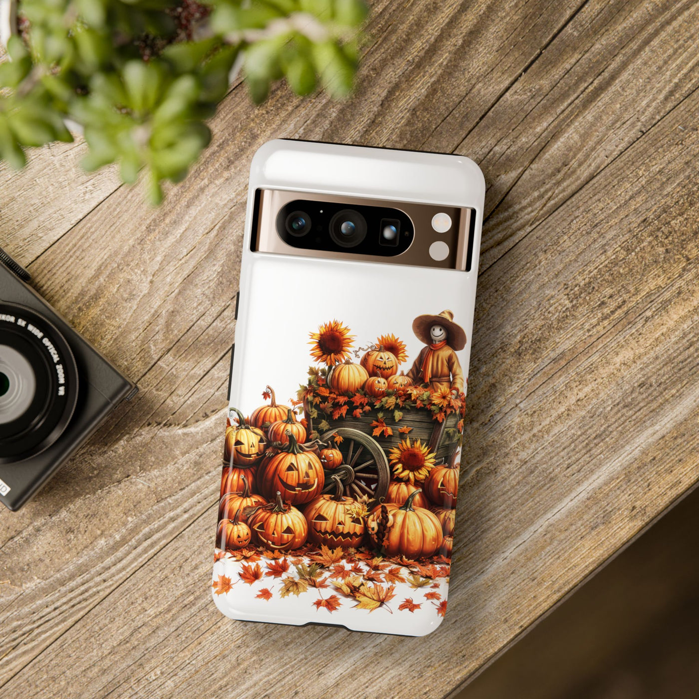 Impact Resistant, Fall Leaves Scarecrow, Cute Phone Cases for Samsung S24, S23, S22, S21, IPhone 15 pro Iphone 14 pro Iphone 13 IPhone 12 Iphone 11