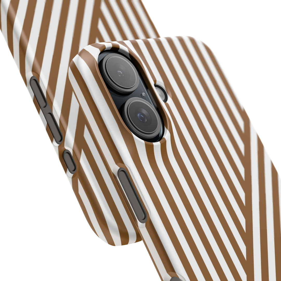 Aesthetic Mocha Brown Stripes Cute Phone Case Sleek Snap - For iPhone 17 Pro Max iPhone 16 Pro iPhone 15 Iphone 14 Plus 13 Pro 12 11 10 Gift - Studio40ParkLane
