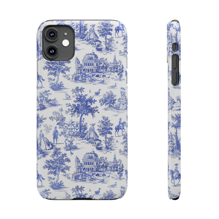 Slim Blue Vintage French Toile Cute Phone Cases for Iphone 16 Pro Max | iPhone 15 Case | iPhone 15 Pro Max Case, Iphone 14, Iphone 14 Pro Max, Iphone 13 12 11 8 7 - Studio40ParkLane