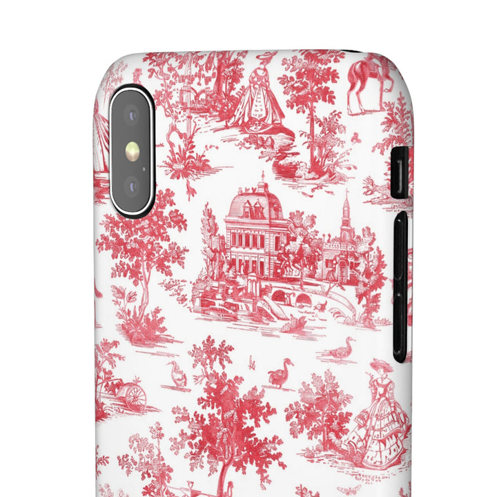 Snap French Toile Personalized Initial Custom Gift for Her Cute Phone Cases for Samsung S24, S23, S22, S21, S20, Plus and Ultra and Iphone, 16, 15, 14, 13, 12, 11. 10 - Studio40ParkLane