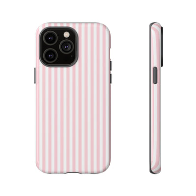 Tough Premium Sweet Pink Stripes Phone Case Gift for Her - For Apple iPhone 16 Pro Max 16e iPhone 15 Pro iPhone Iphone 14 Plus 13 Pro 12 SE XR - Studio40ParkLane