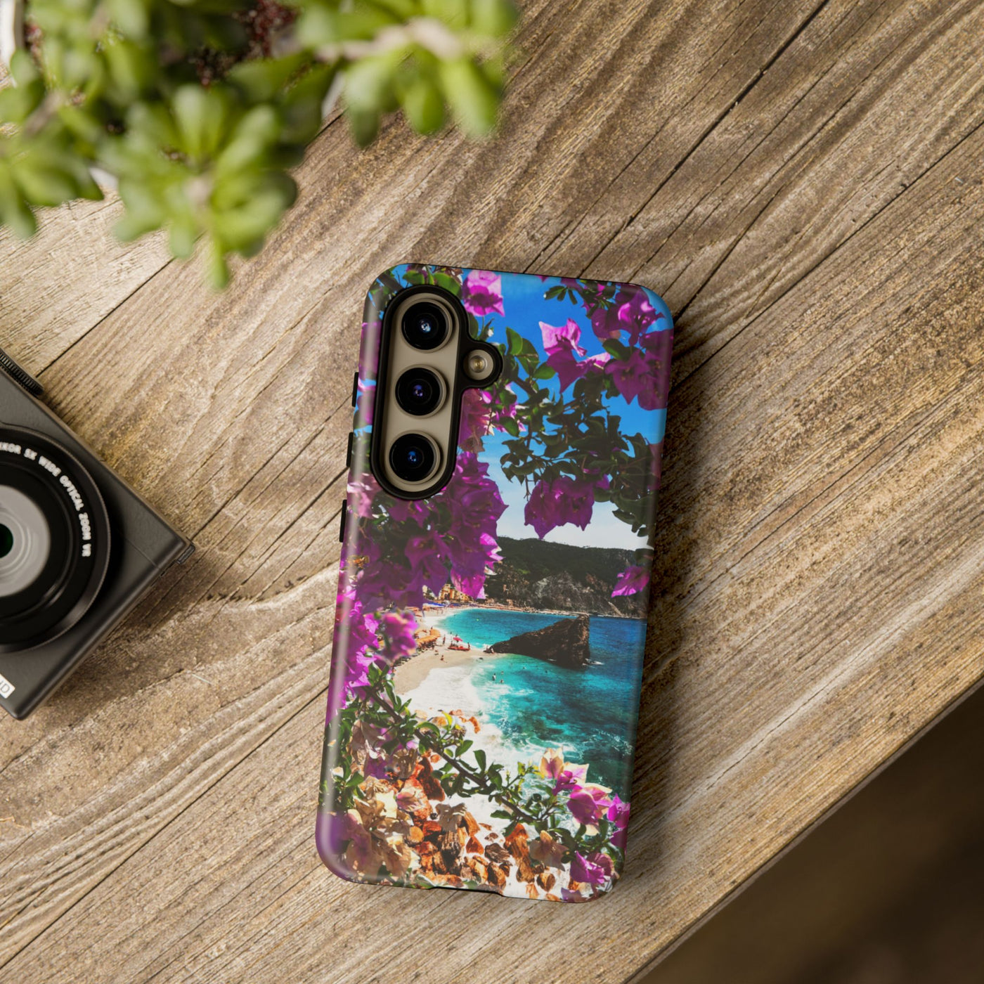 Impact Resistant, Bougainvillea Seaview, Cute Phone Cases for Samsung S24, S23, S22, S21, IPhone 15 pro Iphone 14 pro Iphone 13 IPhone 12 Iphone 11