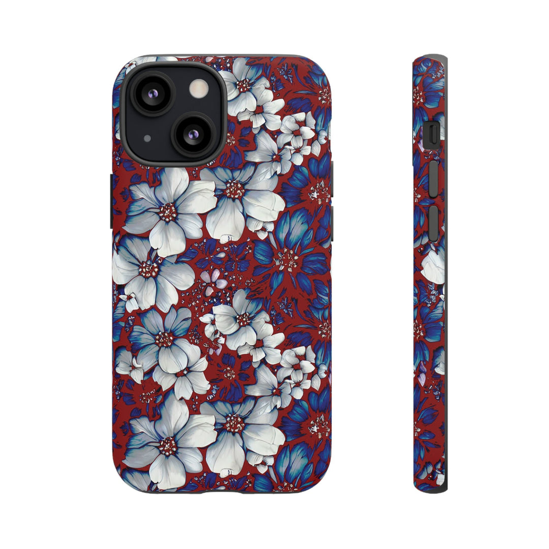 Cute IPhone Case | Red Blue Flowers, iPhone 15 Case | iPhone 15 Pro Case, Iphone 14 Case, Iphone 14 Pro Max Case, Protective Iphone Case - Studio40ParkLane