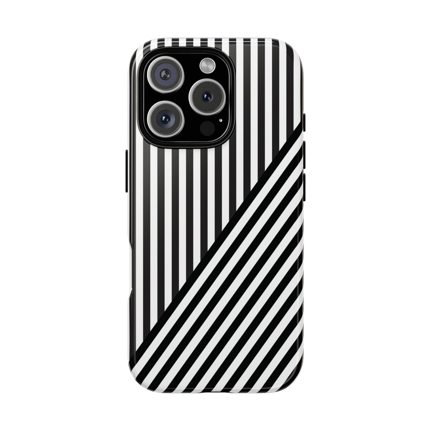 Aesthetic Tough Black White Stripes Phone Case - For iPhone 17 Pro Max iPhone 16 Pro iPhone 15 Iphone 14 Plus 13 Pro 12 11 10 XR - Studio40ParkLane