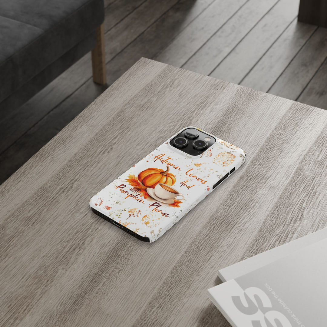 Slim Fall Leaves and Pumpkins Slim Cute Phone Cases for Iphone | iPhone 15 Case | iPhone 15 Pro Max Case, Iphone 14, Iphone 14 Pro Max, Iphone 13 - Studio40ParkLane
