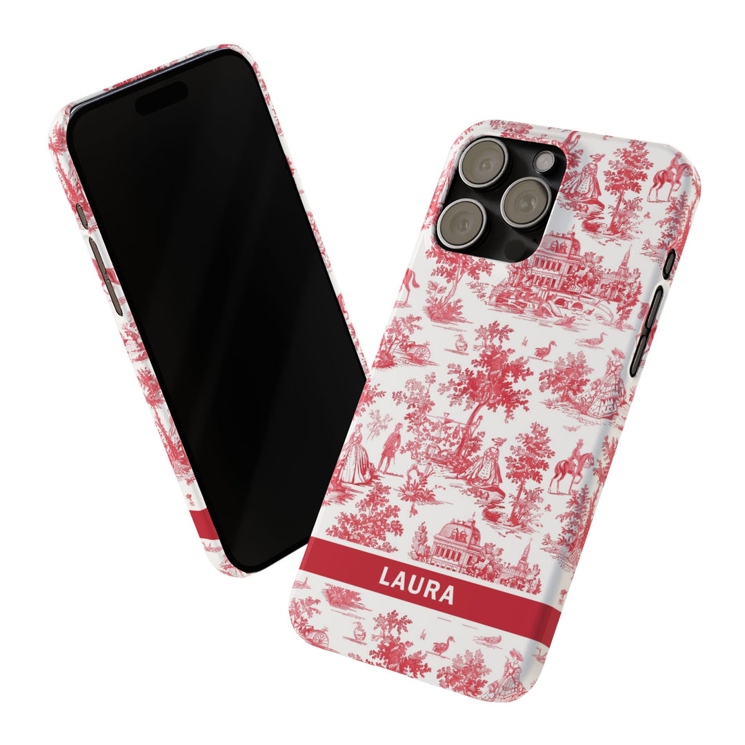 Slim French Toile Personalized Initial Custom Gift for Her Cute Phone Cases for Iphone 16 Pro Max | iPhone 15 Case | iPhone 15 Pro Max Case, Iphone 14, 13, 12, 11, 10, 8, 7 - Studio40ParkLane