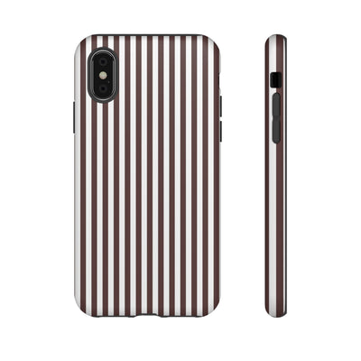 Tough Premium Brown Stripes Phone Case Gift for Her - For Apple iPhone 16 Pro Max 16e iPhone 15 Pro iPhone Iphone 14 Plus 13 Pro 12 SE XR - Studio40ParkLane