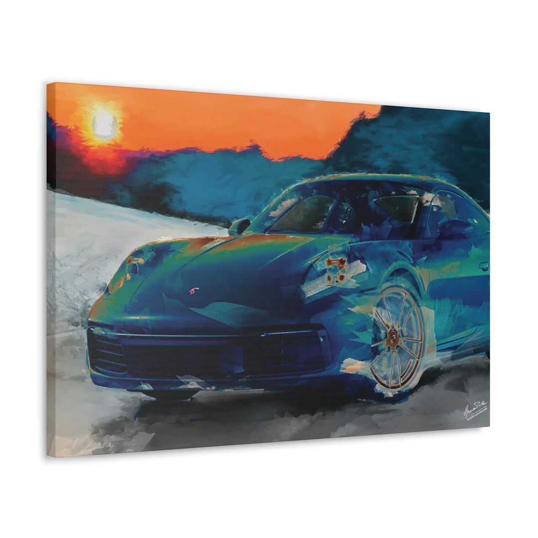 Porsche Wall Art on Canvas Print Gallery Wrapped - Gorgeous Porsche 911 Carrera Wall Art - Set in the mountains with a Sunset - Home Decor - Studio40ParkLane