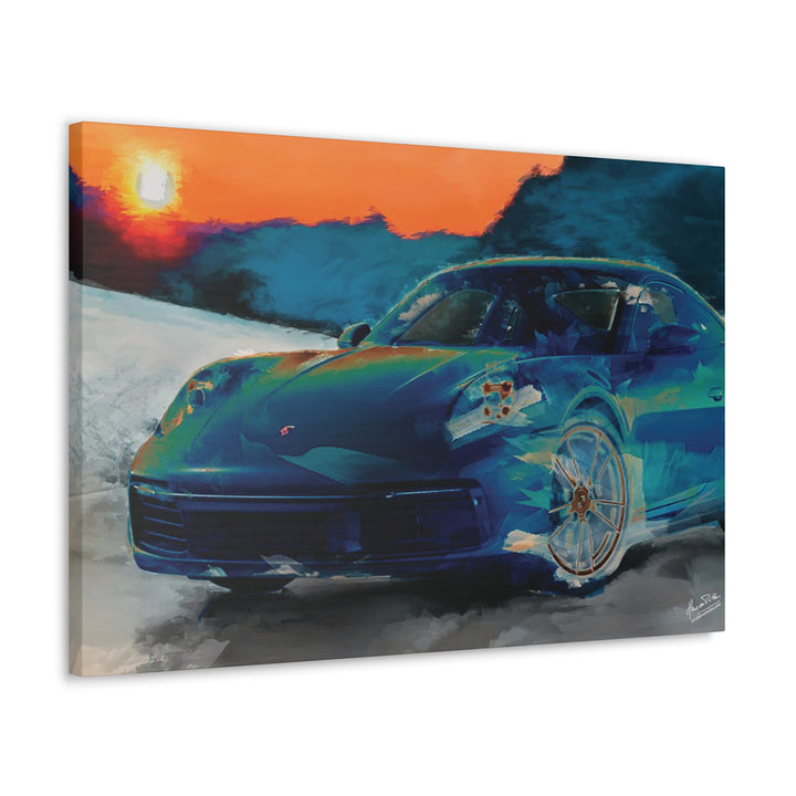 Porsche Wall Art on Canvas Print Gallery Wrapped - Gorgeous Porsche 911 Carrera Wall Art - Set in the mountains with a Sunset - Home Decor - Studio40ParkLane