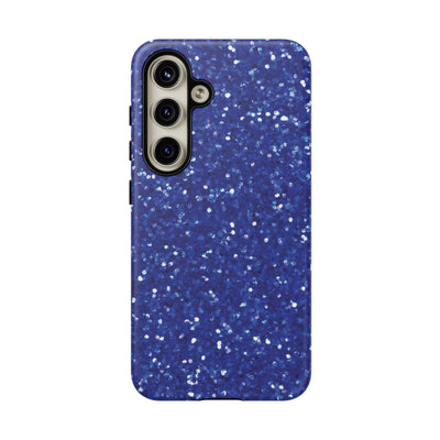 Chic Blue Faux Play on Glitter Effect Cute Phone Case, for IPhone 16 pro Max | Iphone 15, Iphone 14, IPhone 13 Case, 11 8 7, Samsung Galaxy S24, S23, S22, S21, 2 Layer Protection