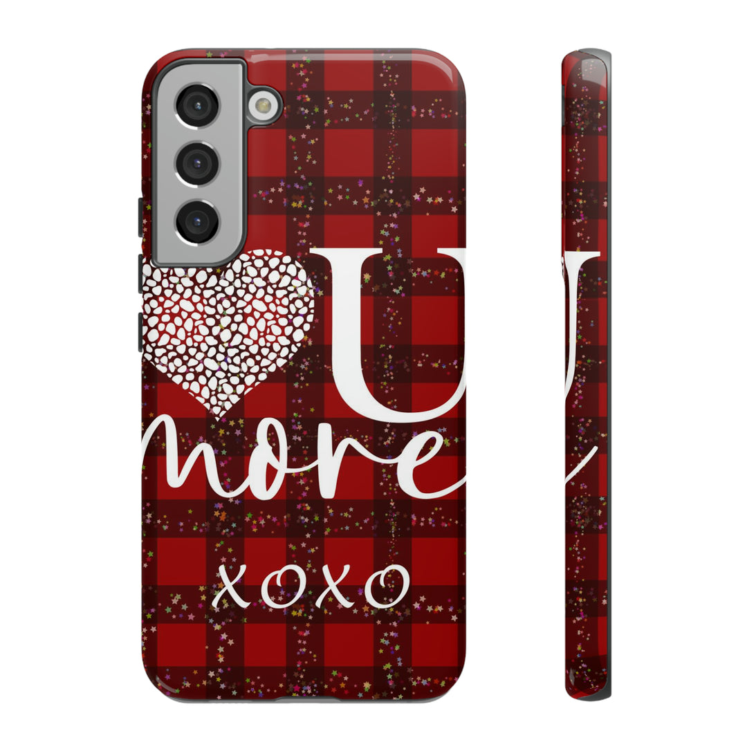 Cute Samsung Phone Cases, Designer Samsung Galaxy S23 Phone Case, Samsung S22 Case, Samsung S21 Case, Samsung S20 Case, Red Plaid Love You - Studio40ParkLane