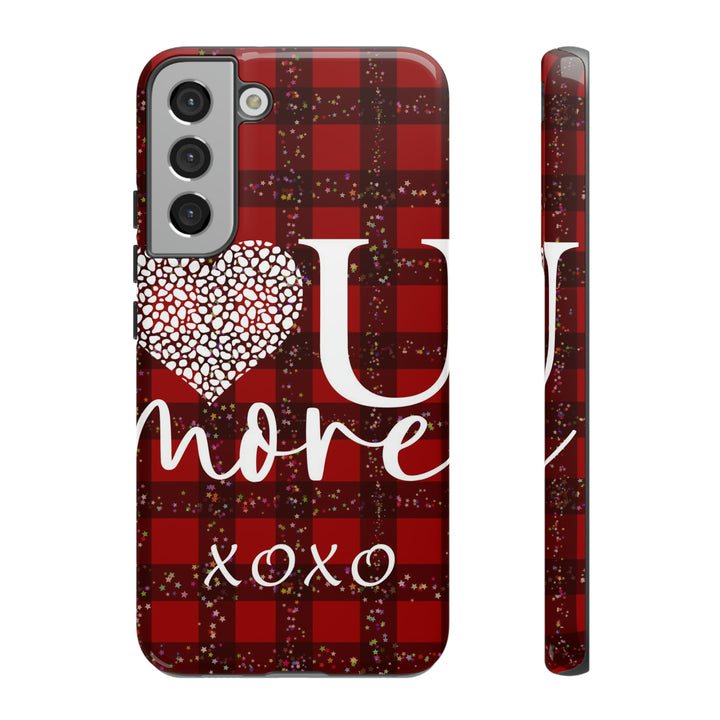 Cute Samsung Phone Cases, Designer Samsung Galaxy S23 Phone Case, Samsung S22 Case, Samsung S21 Case, Samsung S20 Case, Red Plaid Love You - Studio40ParkLane
