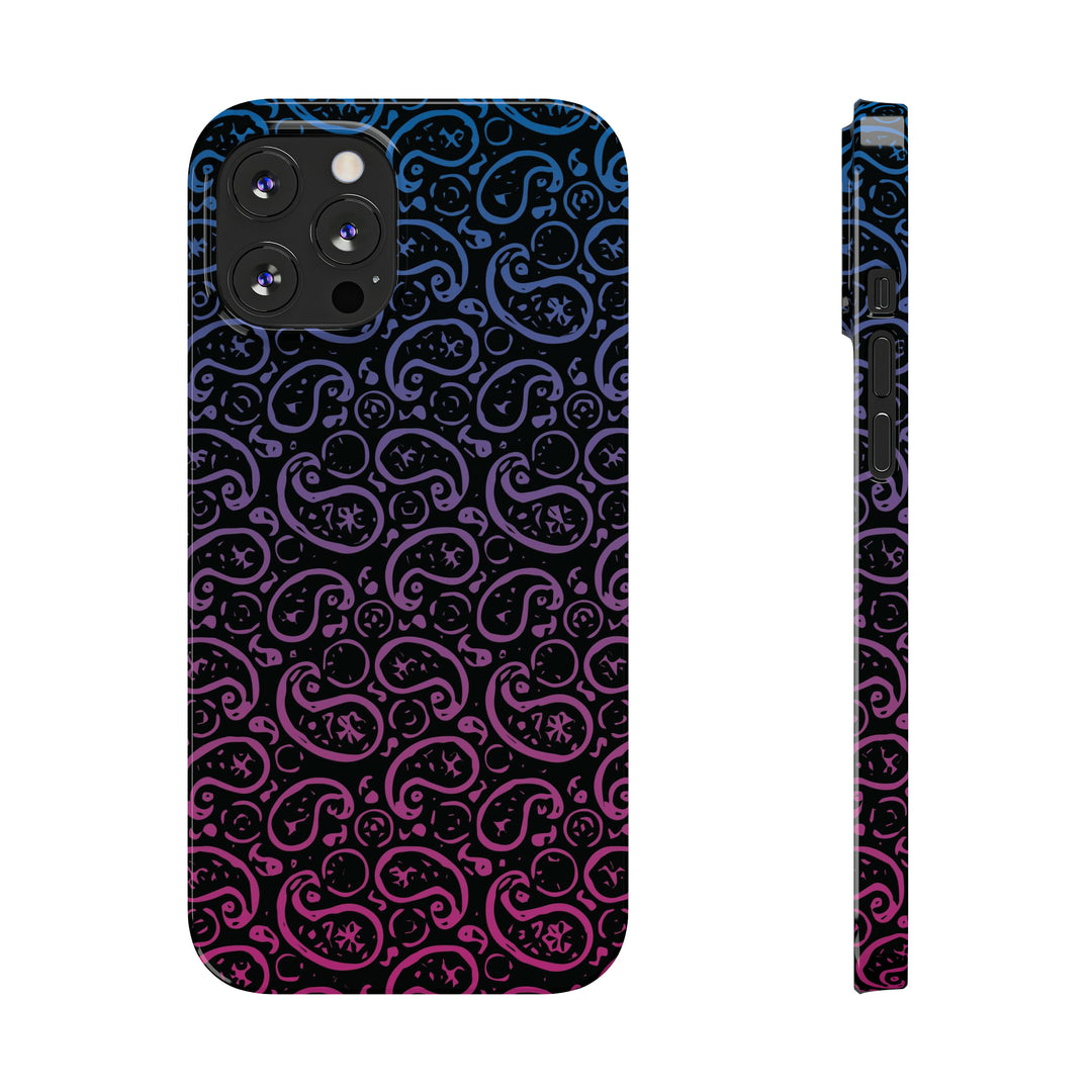 Slim Cute Phone Cases for Iphone - | iPhone 15 Case | iPhone 15 Pro Max Case, Iphone 14 Case, Iphone 14 Pro Max, Iphone 13, Paisley Blue Pink Black - Studio40ParkLane