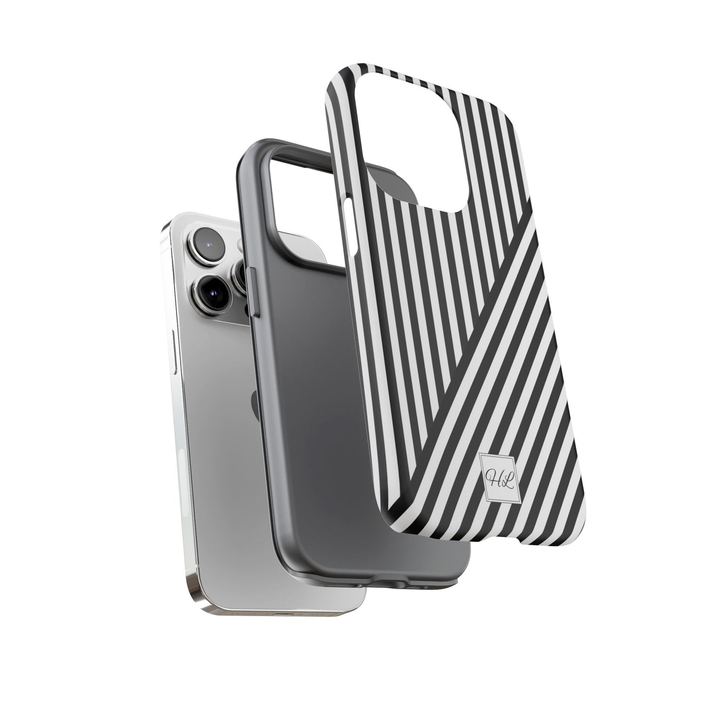 Custom Personalized Aesthetic Stripes Black White Tough Phone Case - For iPhone 17 Pro Max iPhone 16 Pro iPhone 15 Iphone 14 Plus 13 12 11 - Studio40ParkLane
