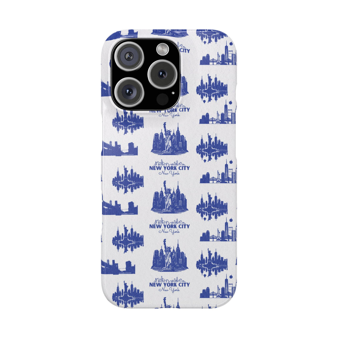 Slim New York Skyline Blue Collage Coquette Gift for Her Cute Phone Cases for Iphone 16 Pro Max | iPhone 15 Case | iPhone 15 Pro Max Case, Iphone 14, Iphone 14 Pro Max, Iphone 13 12 11 8 7 - Studio40ParkLane