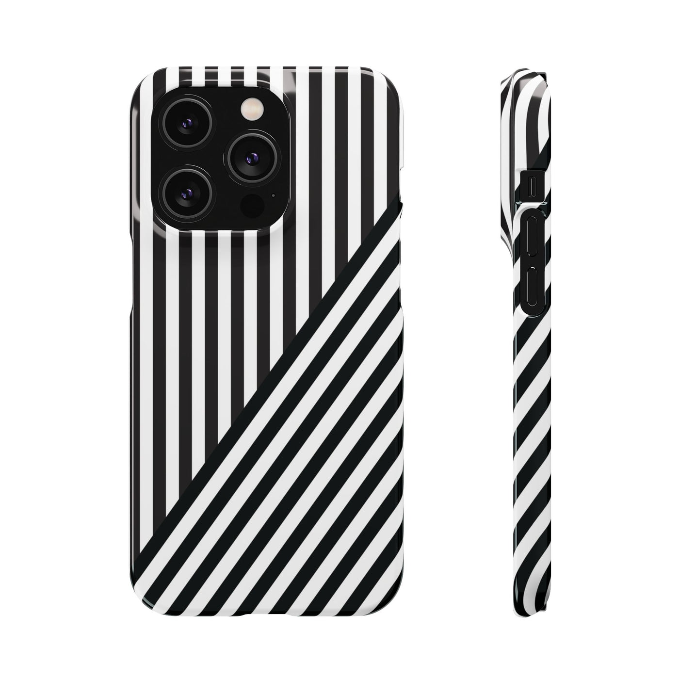 Aesthetic Black White Stripes Cute Phone Case Sleek Snap - For iPhone 17 Pro Max iPhone 16 Pro iPhone 15 Iphone 14 Plus 13 Pro 12 11 10 Gift - Studio40ParkLane