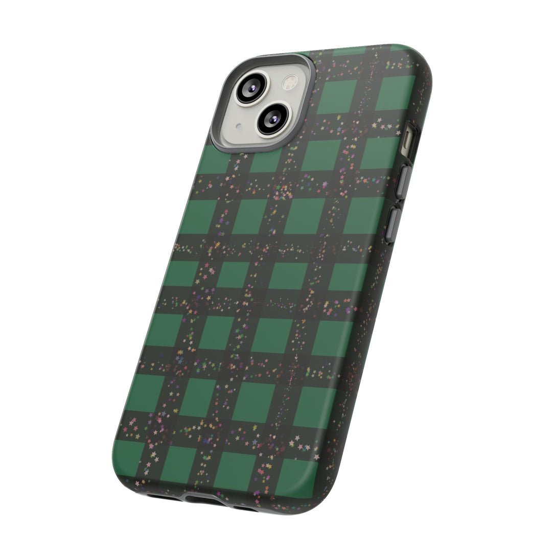 Cute IPhone Case | iPhone 15 Case | iPhone 15 Pro Max Case, Iphone 14 Case, Iphone 14 Pro Max Case IPhone Case for Art Lovers, Green Festive Plaid - Studio40ParkLane