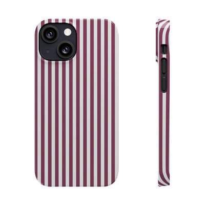 Slim Claret Red Striped Cute Phone Case for Iphone 16 - | iPhone 15 Pro Max Case | iPhone 14 Case Iphone 13 12 11 10 9 8 7 XS X Gift for Her - Studio40ParkLane