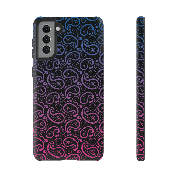 Cool Phone Case | Aesthetic Phone Case | Paisley Blue Pink Black | For Samsung Galaxy S23, S22, S21, S20 | Luxury Double Layer | Cute - Studio40ParkLane