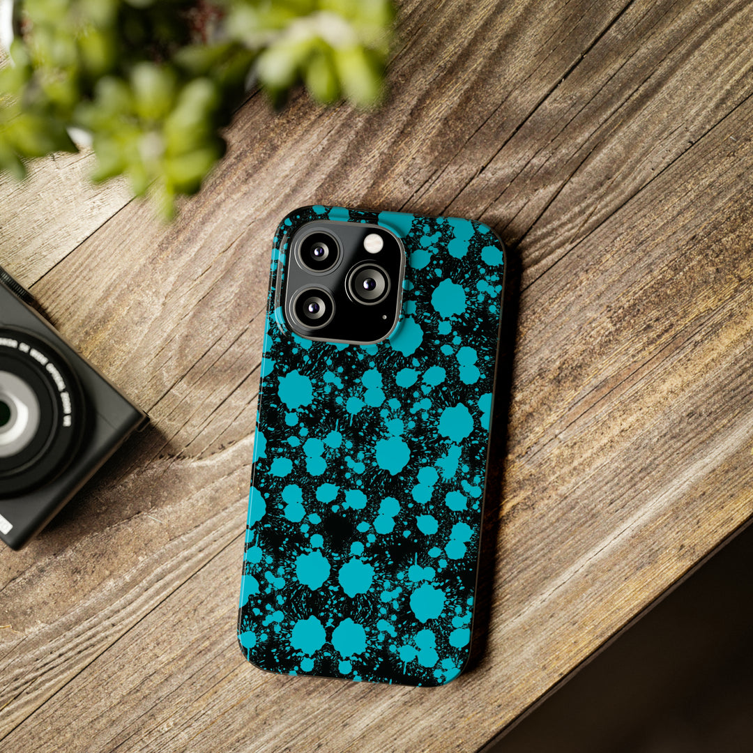Slim Cute Phone Cases for Iphone - | iPhone 15 Case | iPhone 15 Pro Max Case, Iphone 14 Case, Iphone 14 Pro Max, Iphone 13, Blue Paint Blots Splash - Studio40ParkLane
