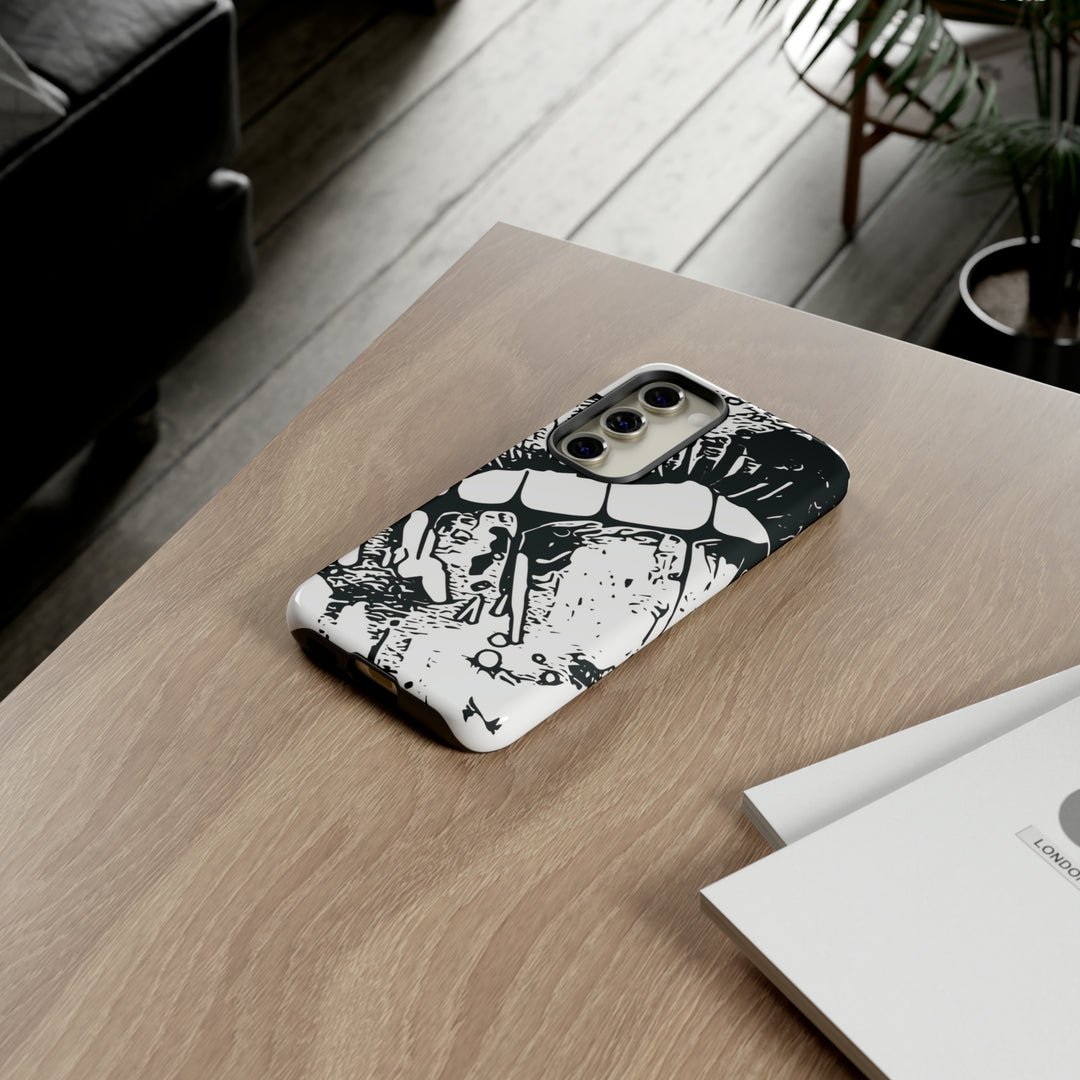 Cute Samsung Phone Case | Aesthetic Samsung Phone Case | Smile Lips Black White | Galaxy S23, S22, S21, S20 | Luxury Double Layer | Cool - Studio40ParkLane