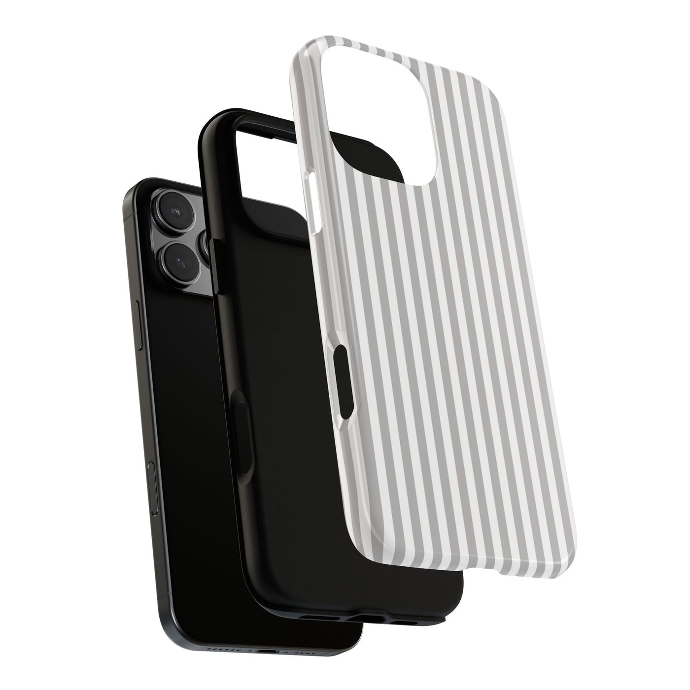Tough Premium Ash Grey Stripes Phone Case Gift for Her - For Apple iPhone 16 Pro Max 16e iPhone 15 Pro iPhone Iphone 14 Plus 13 Pro 12 SE XR - Studio40ParkLane