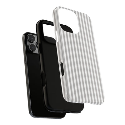 Tough Premium Ash Grey Stripes Phone Case Gift for Her - For Apple iPhone 16 Pro Max 16e iPhone 15 Pro iPhone Iphone 14 Plus 13 Pro 12 SE XR - Studio40ParkLane