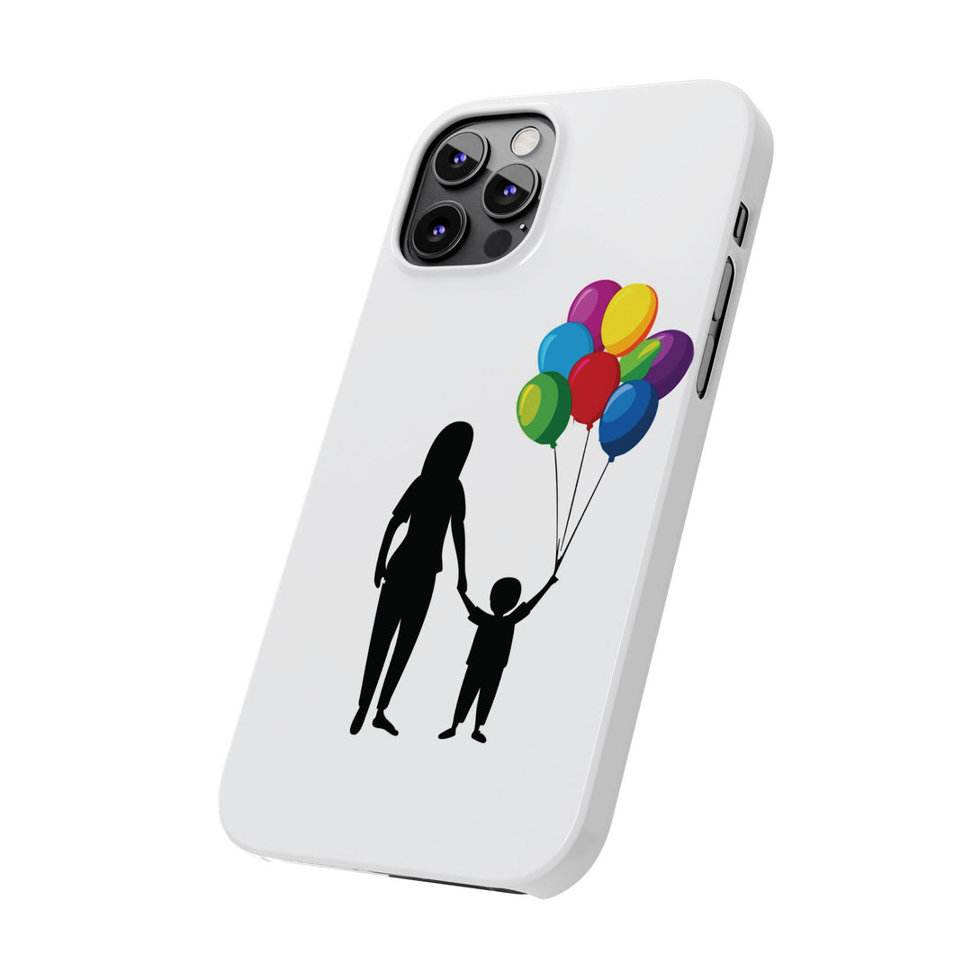 Slim Mother Child Balloons Gift for Her Cute Phone Cases for Iphone 16 Pro Max | iPhone 15 Case | iPhone 15 Pro Max Case, Iphone 14, 13, 12, 11, 10, 8, 7 - Studio40ParkLane