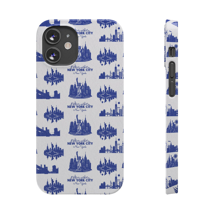 Slim New York Skyline Blue Collage Coquette Gift for Her Cute Phone Cases for Iphone 16 Pro Max | iPhone 15 Case | iPhone 15 Pro Max Case, Iphone 14, Iphone 14 Pro Max, Iphone 13 12 11 8 7 - Studio40ParkLane