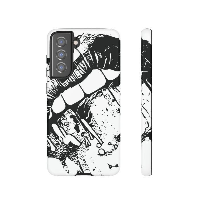 Cute Samsung Phone Case | Aesthetic Samsung Phone Case | Smile Lips Black White | Galaxy S23, S22, S21, S20 | Luxury Double Layer | Cool - Studio40ParkLane