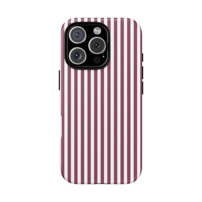Tough Premium Old Claret Stripes Phone Case Gift for Her - For Apple iPhone 16 Pro Max 16e iPhone 15 Pro iPhone Iphone 14 Plus 13 Pro 12 SE XR - Studio40ParkLane