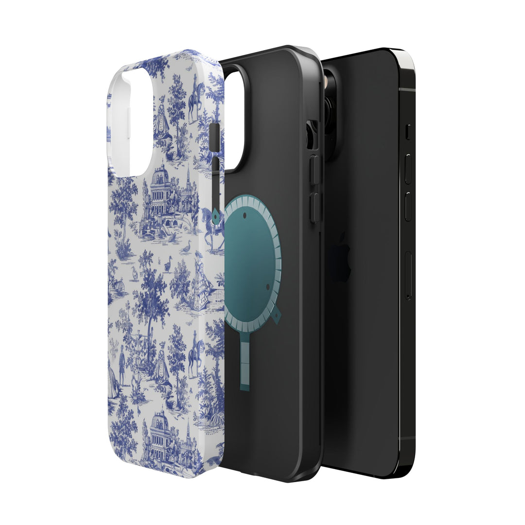 Blue Toile Magnetic Impact-Resistant Cute Phone Case for Iphone 16, iPhone 15 Pro Max Plus 14, 13, 12, 11 Gift for her - Studio40ParkLane
